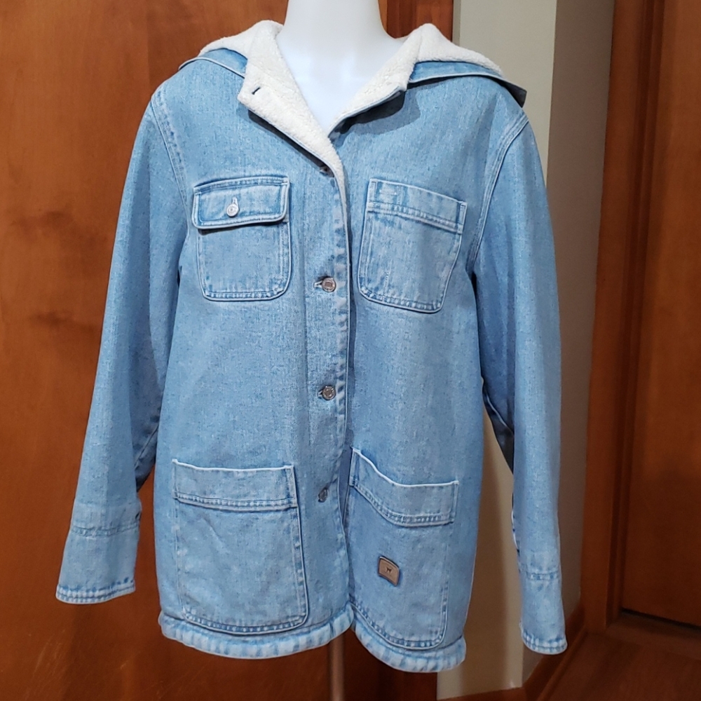 Hooded Denim Coat.